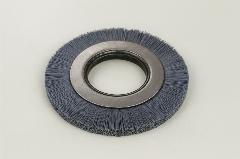 Fabrication de brosses circulaires étroites type 723 en nylon abrasif : sortie fibre longue ; en France